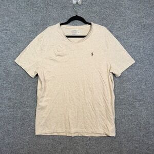 Polo Ralph Lauren Shirt Mens XL Beige Tan Crewneck Short Sleeve Tshirt Pony